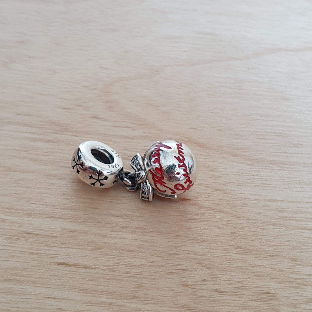 Pandora Limited Edition Merry Christmas Bauble Dangle ALE S925 Sterling Silver with Red Enamel and Cubic Zirconia
