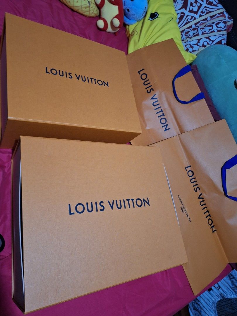 Louis Vuitton – Paper Bag and Box with Blue Ribbon • Original from LV Korea  • Free Shipping, Luxury, Accessories on Carousell