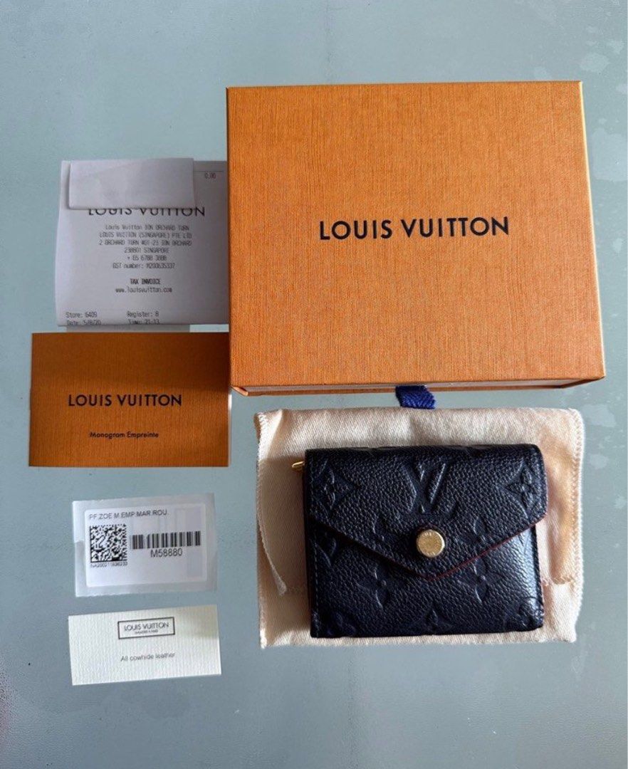  LOUIS VUITTON M58880 Louis Vuitton Portefeuil Zoe Compact  Wallet Empreinte Blue Marine, blue marine : Clothing, Shoes & Jewelry