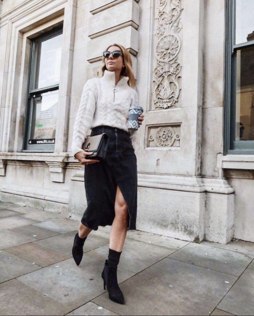Mango black sale denim skirt