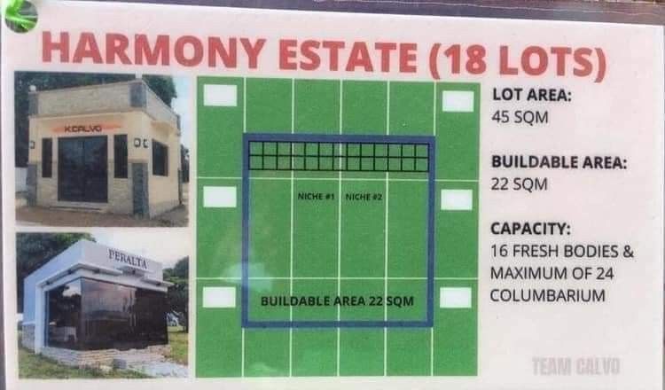 Providence mem park 18Lots Dasma (Category: Memorial Lot) located in Pasay City. Submitted by aimeyalonsabe-81385 (Listing ID 1266217410, Image 1). Description: Providence memorial park Governor's Drive Highway Dasmarinas Cavite 18Lots Harmony Estate, for construction of Mausoleum. Lot Area 45sqm Buildable area 22sqm 16 fresh body 24 Columbarium maximum Premium lot along the road.