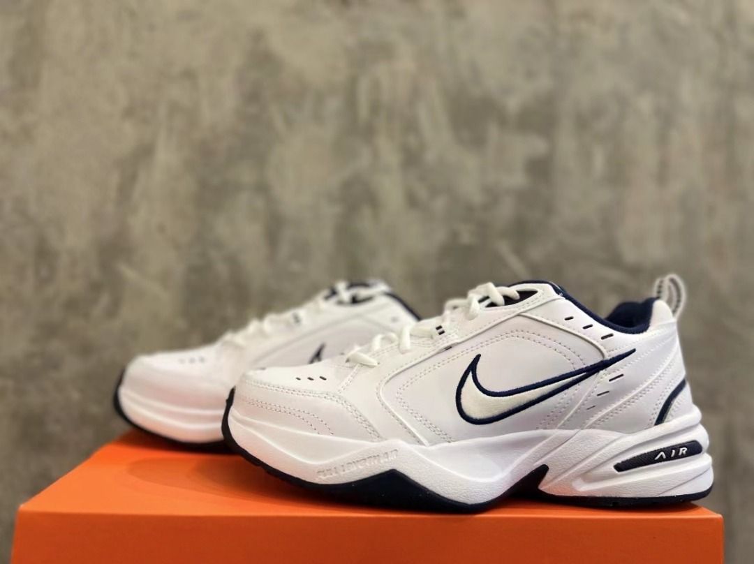 Nike Air Monarch 4 White Navy Retro classic low daddy shoes for men and women