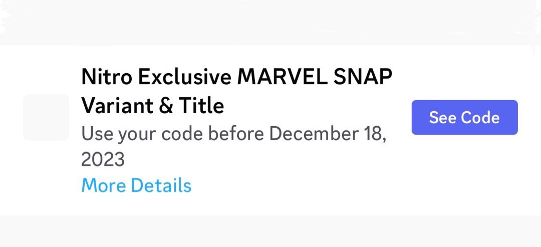 Nitro Exclusive MARVEL SNAP Variant & Title Code, Video Gaming, Gaming  Accessories, In-Game Products on Carousell