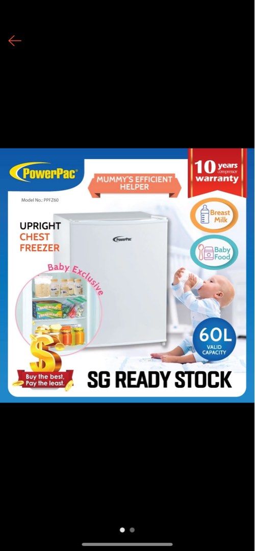 Powerpac Breastmilk Freezer, TV & Home Appliances, Kitchen Appliances