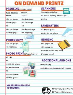 Print, Scan, Photocopy, Binding, Laminate, Photo prints, Flyers Print, Photo scanning (Digitizing) Services