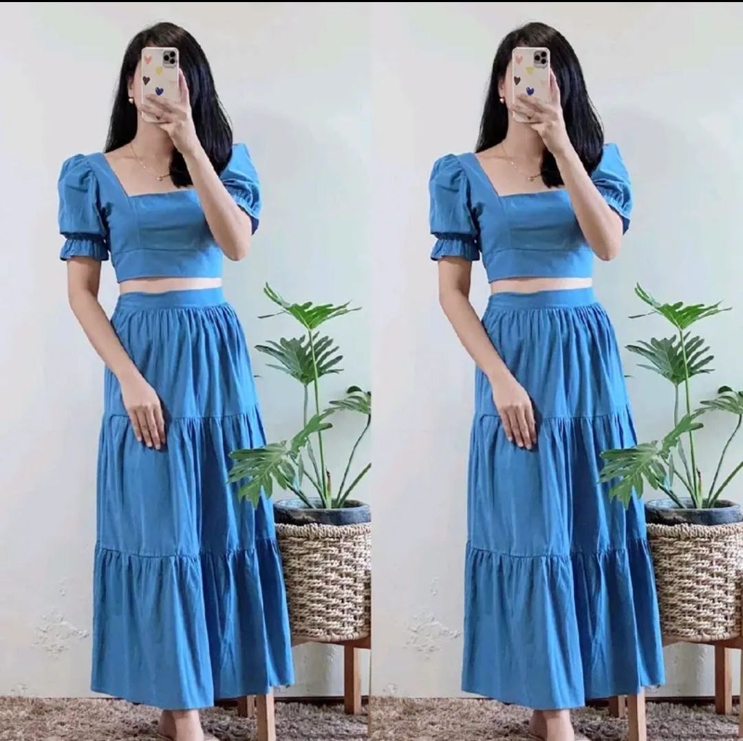 Long puff sleeve skirt store