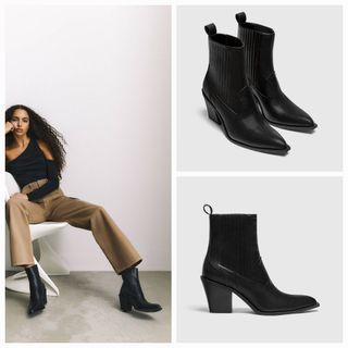 PULL&BEAR SEPATU HEELED COWBOY BOOTS HITAM BARU ASLI ORIGINAL