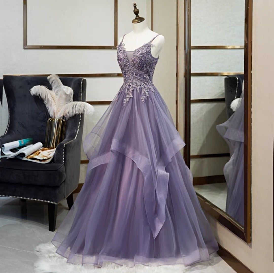 Purple and silver evening dresses online