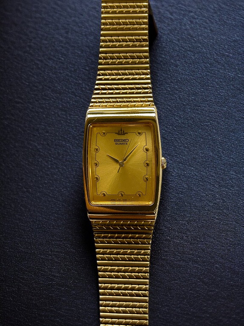 RARE JDM Seiko Tank Homage “Galaxy/Credor” 1992 Mens Size Unisex Gold ...