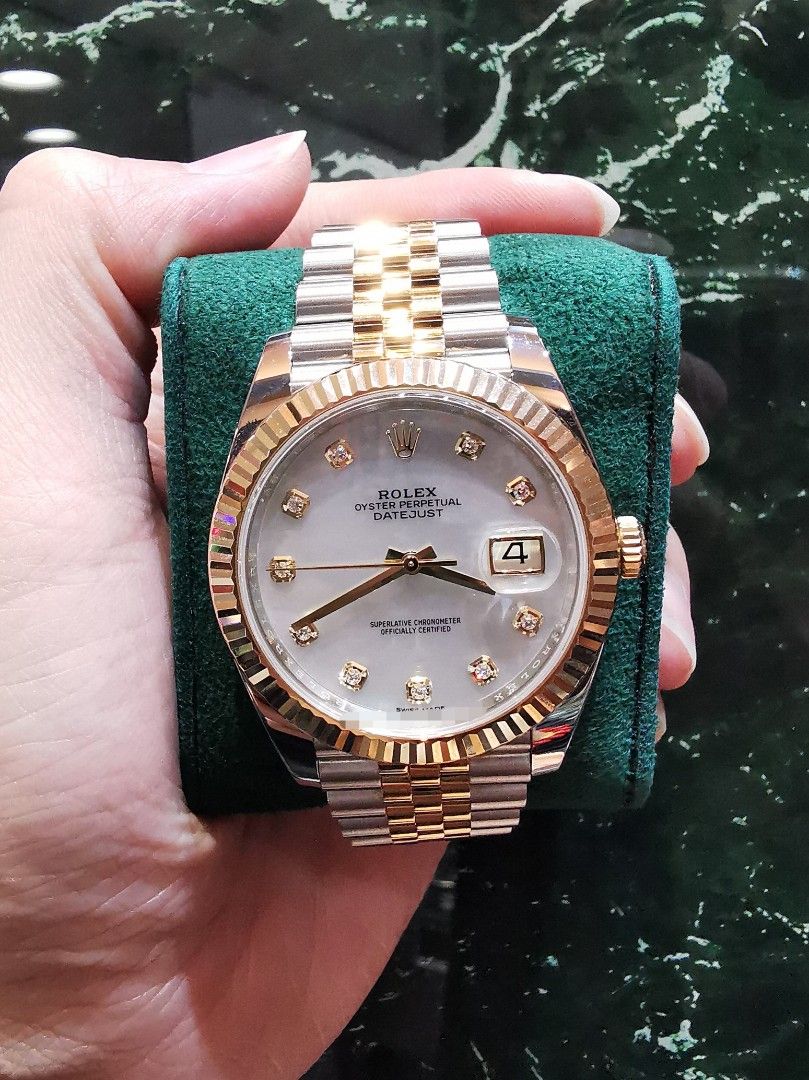 Rolex Datejust 41 yellow gold white mother of pearl diamond 126333