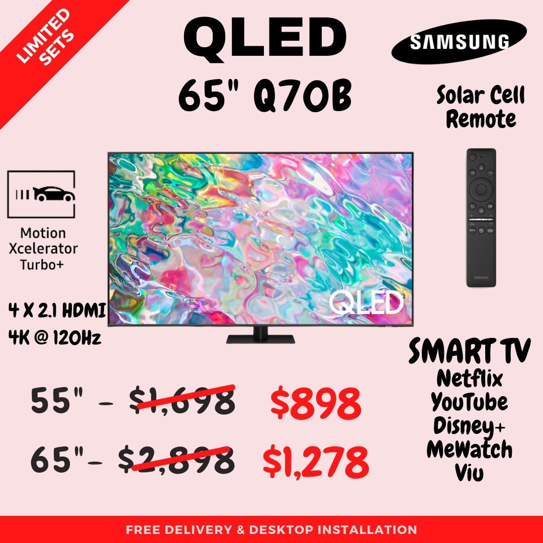 SAMSUNG 65 INCH SMART & 4K QLED TV Model 65Q70B