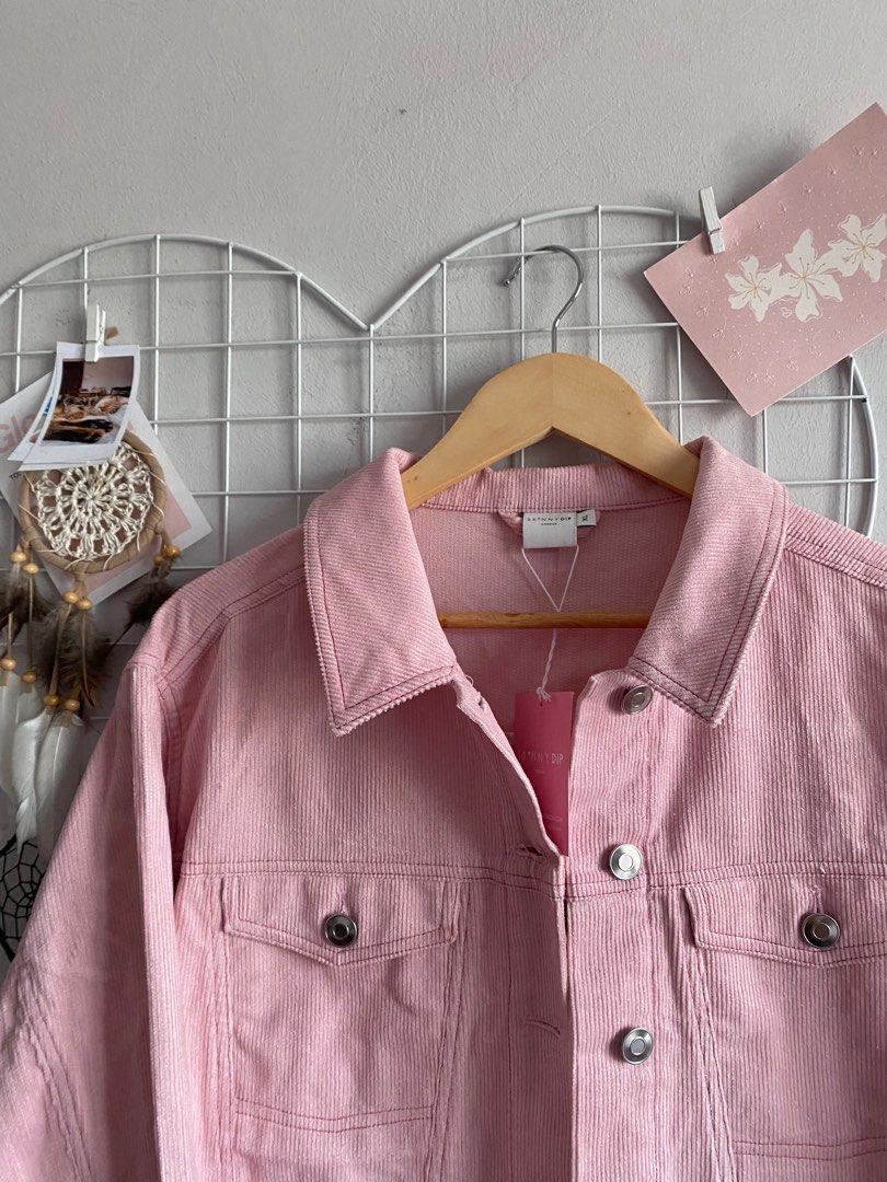 Skinnydip Pink Stitched Corduroy Cropped Oversized Denim Barbie