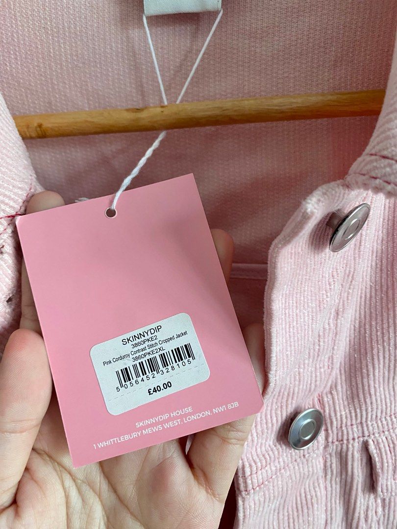 Pink cropped cord deals oversized trucker jacket