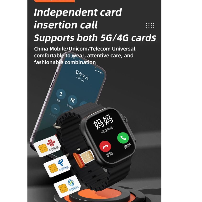 TOP 4G Android S9 Ultra Smart Watch 11 49mm AMOLED Screen 4 Core CPU ...