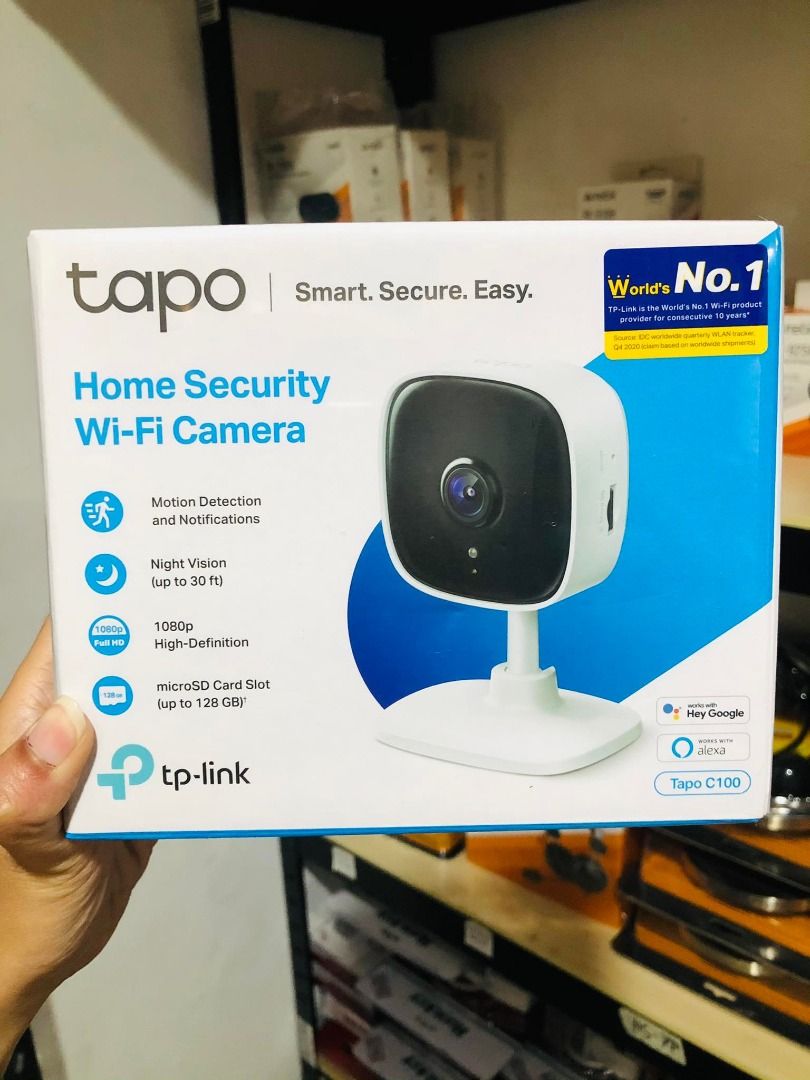 TP-Link Tapo C100 Indoor Home Security Wi-Fi Camera with Night Vision,  1080p High Definition - White