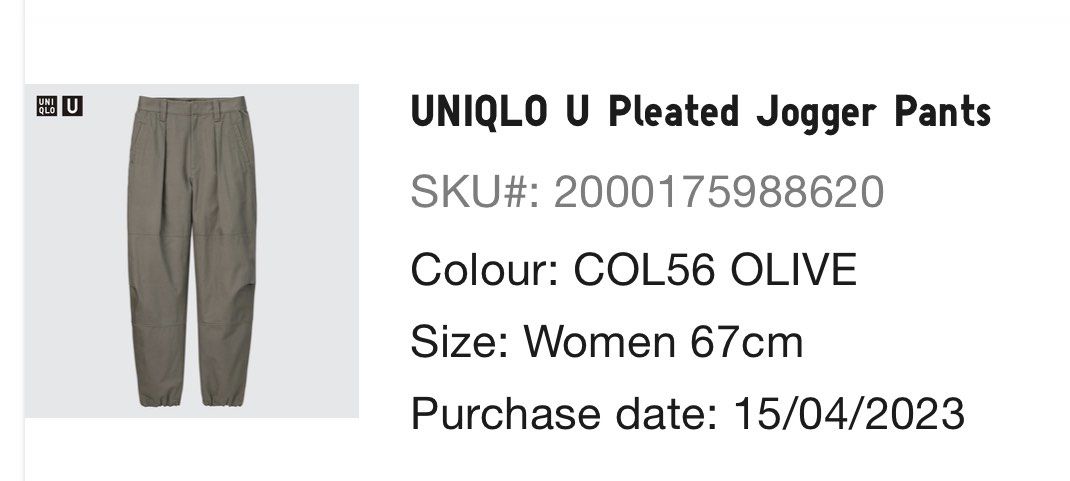 Clearance! Uniqlo U Pleated Jogger Pant Travel Olive Colour