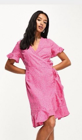 asos pink polka dot dress ASOS DESIGN mesh maxi dress with scarf drape detail in pink and brown polka dot