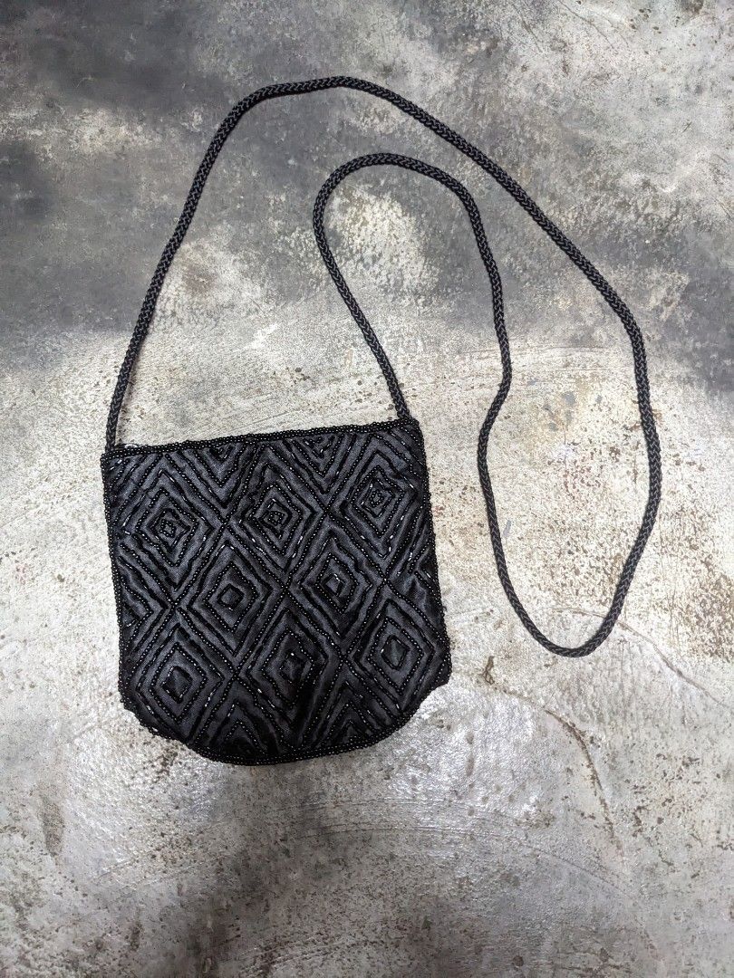 Vintage 80s 90s Beaded Little Black Bag Women s Fashion Bags
