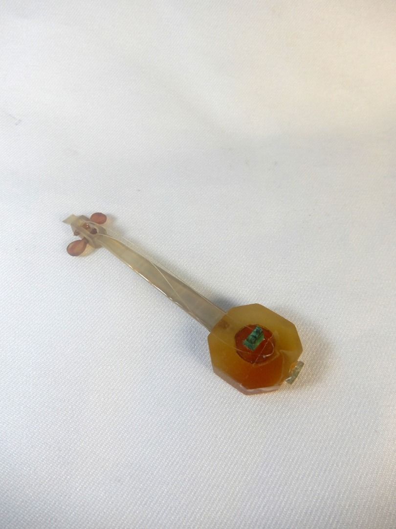 Vintage Chinese semi precious stone miniature musical string ...