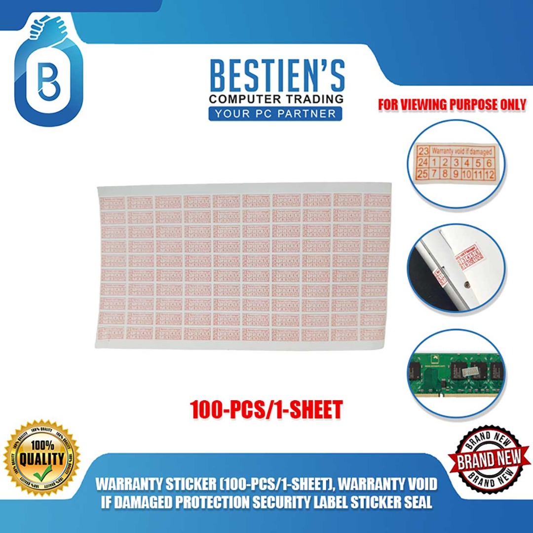 WARRANTY STICKER (100-PCS/1-SHEET), WARRANTY VOID IF DAMAGED PROTECTION ...