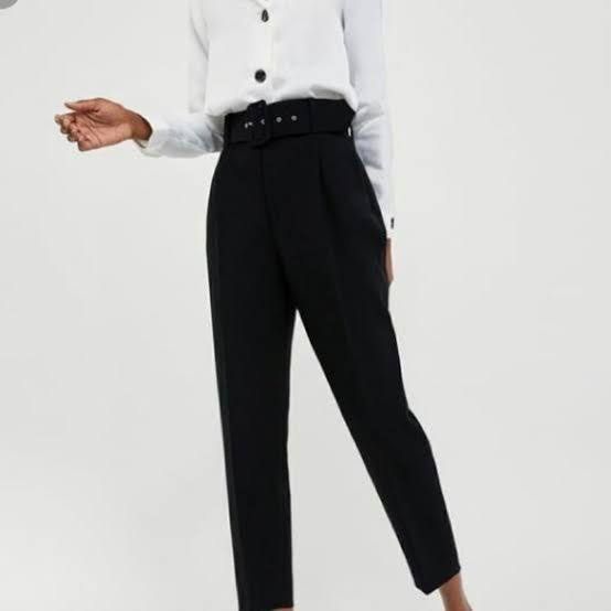Zara black belted trousers 2025