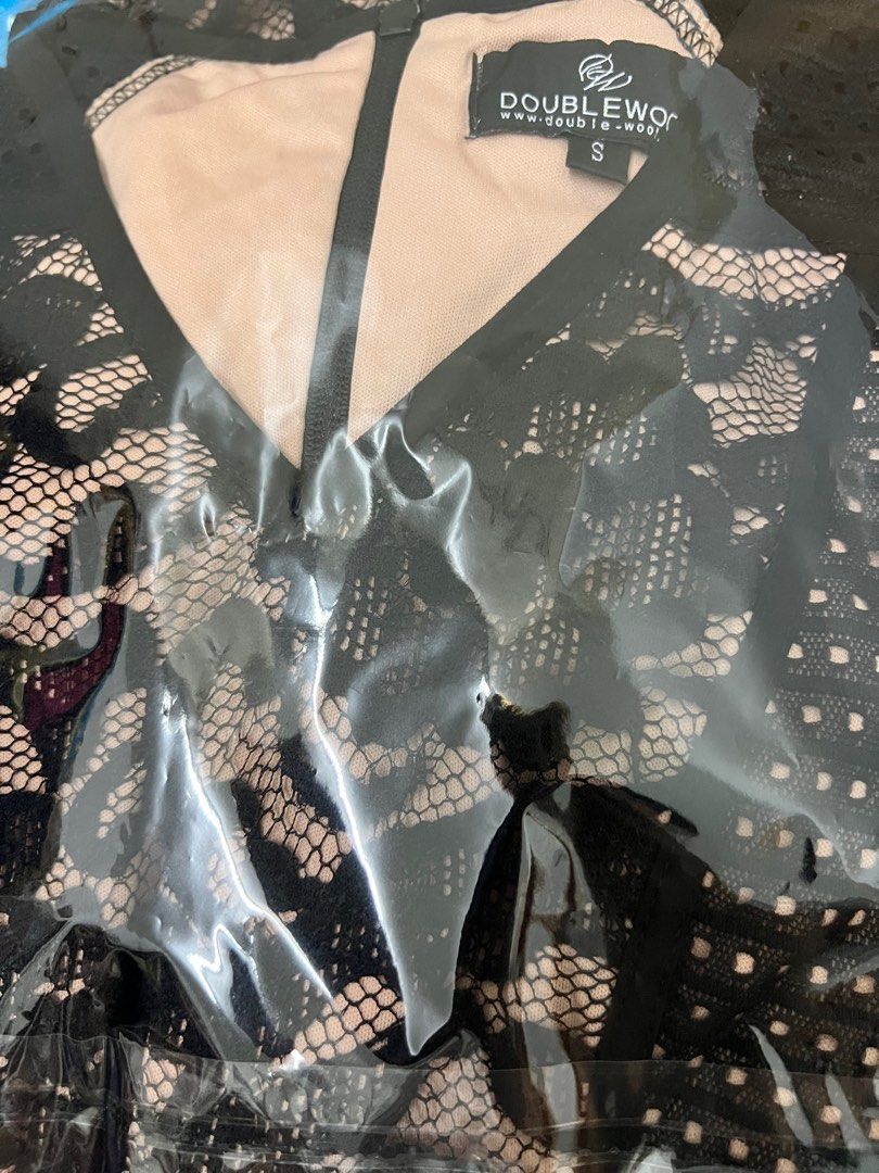 Christmas sales Doublewoot full lace black dress with lining flash