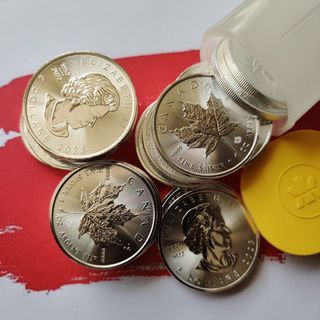 1 oz Canada Maple Leaf 999.9 Silver Coins in 25-coin Tubes