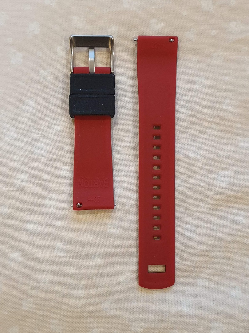 20mm Barton Elite Silicone Black/Red watch band like new, Men's