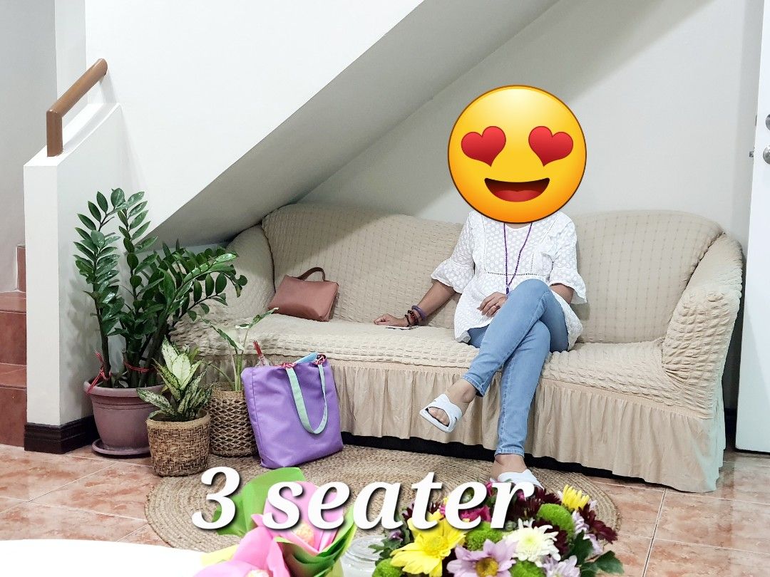 3 seater sofa with free 2 seat covers, Furniture & Home Living