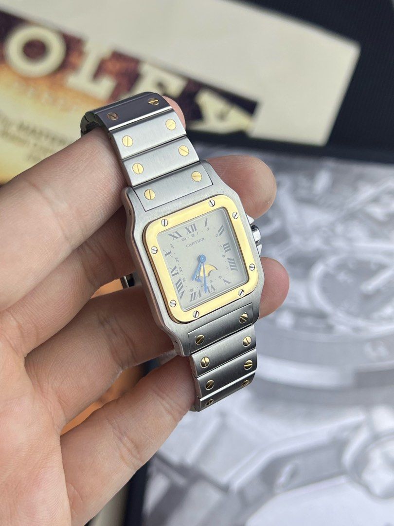 Cartier santos online two tone mens