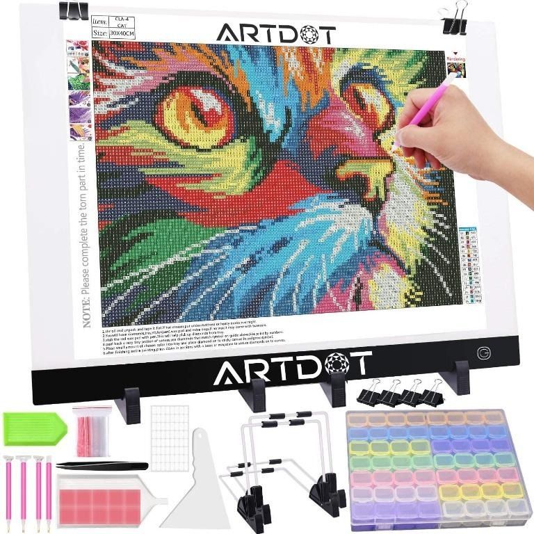 60 Pieces Diy 5d Diamond Painting Tool Kit With Dimmable A4 Led Light Board  Storage Box Diamond Painting Roller Diamond Pen For Kids Adults