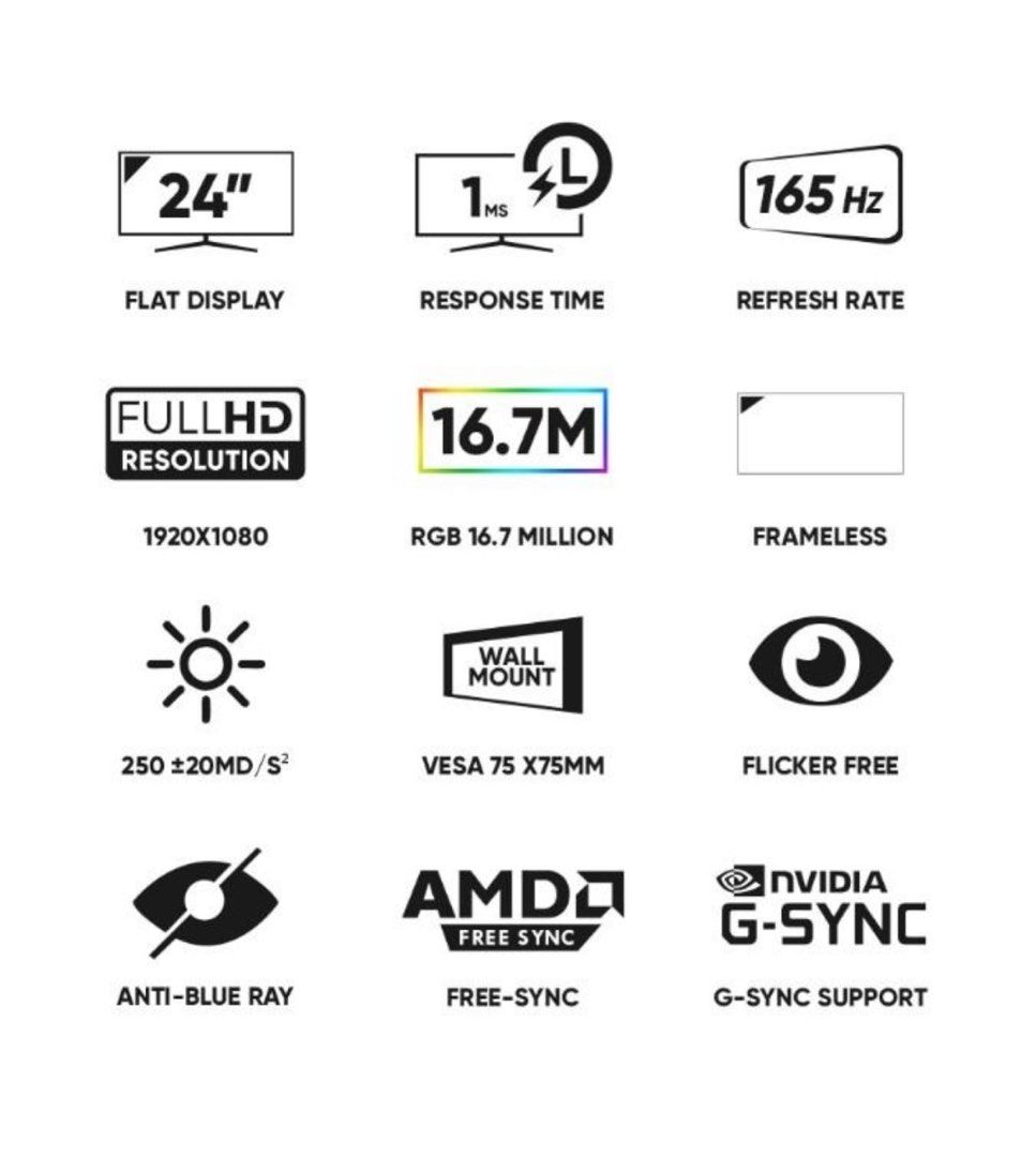 Armageddon Pixxel+ Xtreme XF24HD 165Hz Super Gaming Monitor, Computers ...