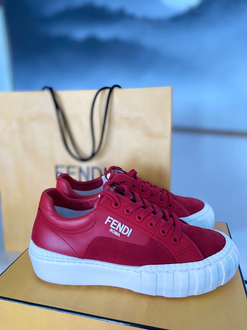 Authentic FENDI Sneakers Low Trainer RED