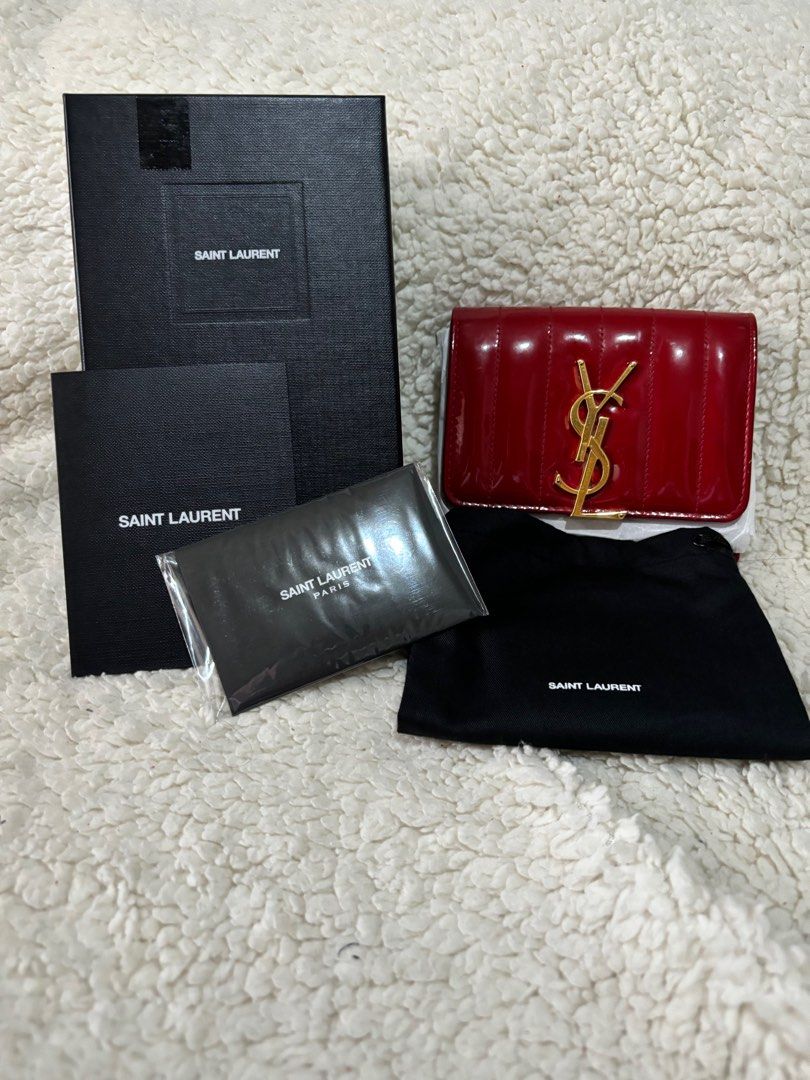 Ysl patent 2025 leather wallet