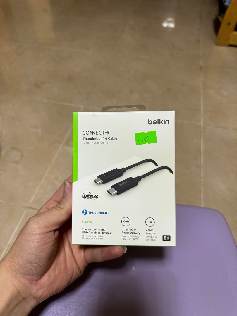 Belkin Thunderbolt 4 Cable 1m, 手提電話, 電話及其他裝置配件, 充電器及電線 Carousell