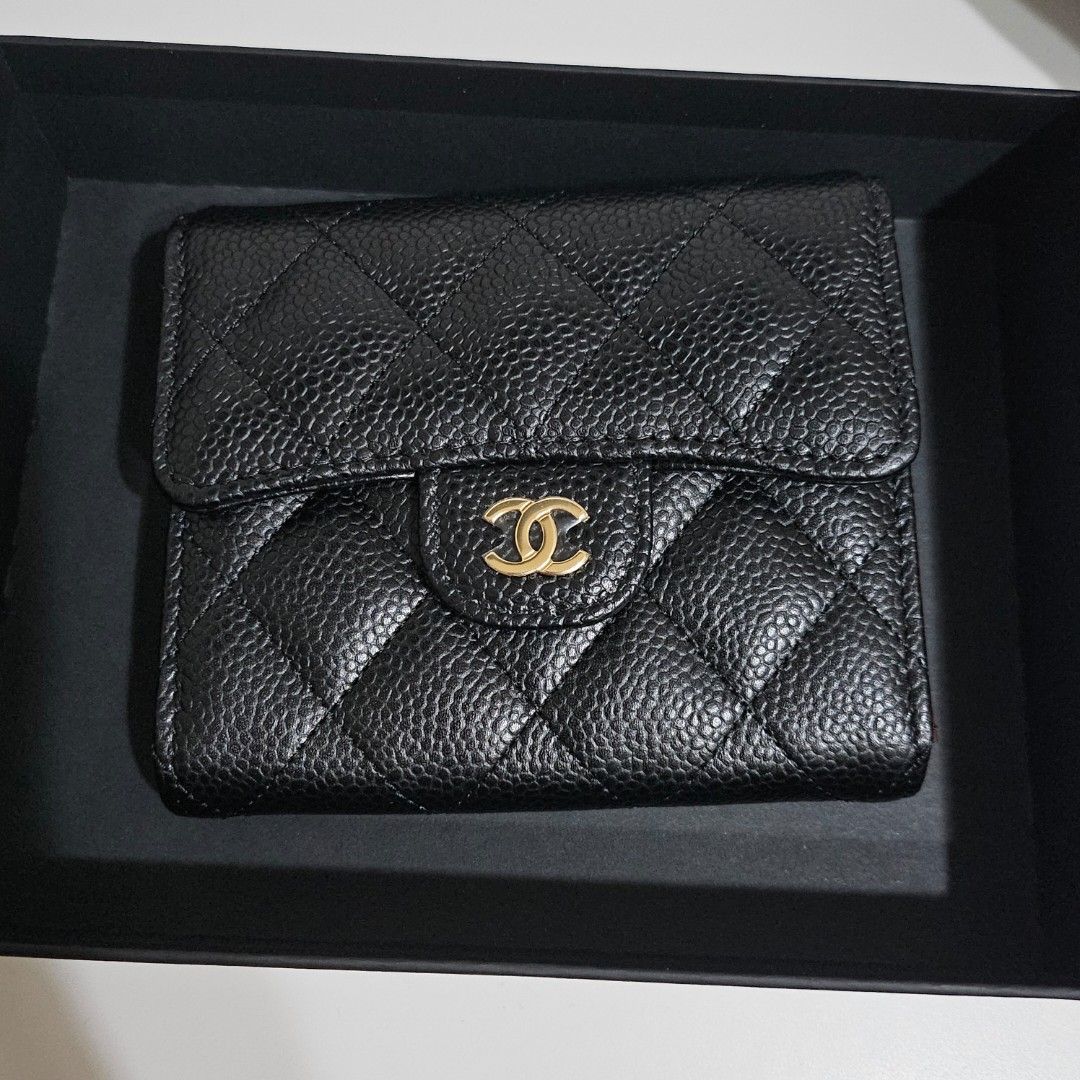 BRAND NEW) Chanel Classic Quilted Trifold Compact Wallet Black Caviar, Women's  Fashion, Bags & Wallets, Wallets & Card Holders on Carousell