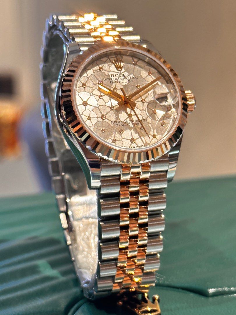 Brand new Rolex Datejust 31 278271 Silver Flora Diamond Fluted