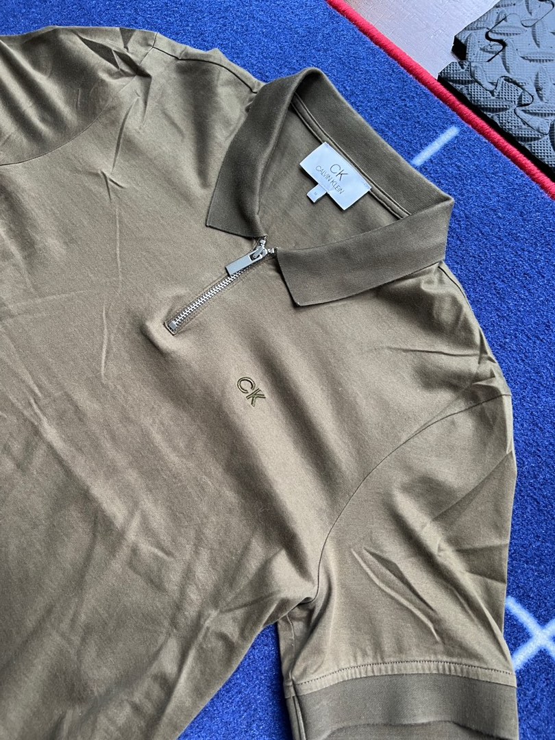 Calvin Klein zip polo shirt, Men's Fashion, Tops & Sets, Tshirts & Polo