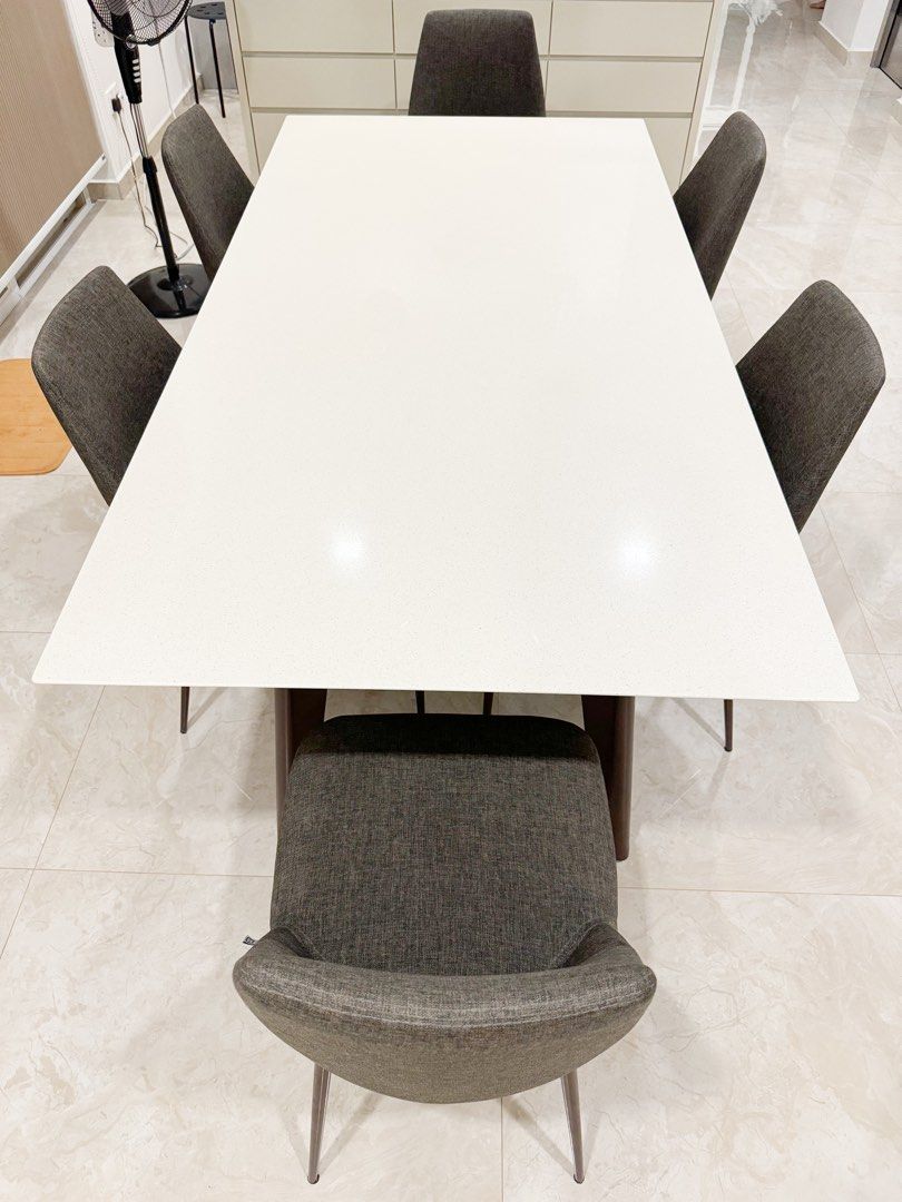 Cellini Kay Quartz Top Dining Table with Henry Chairs, Furniture & Home ...