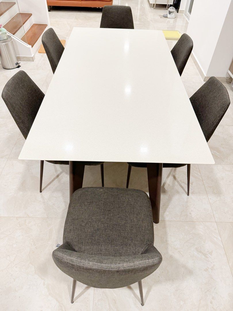 Cellini Kay Quartz Top Dining Table with Henry Chairs, Furniture & Home ...