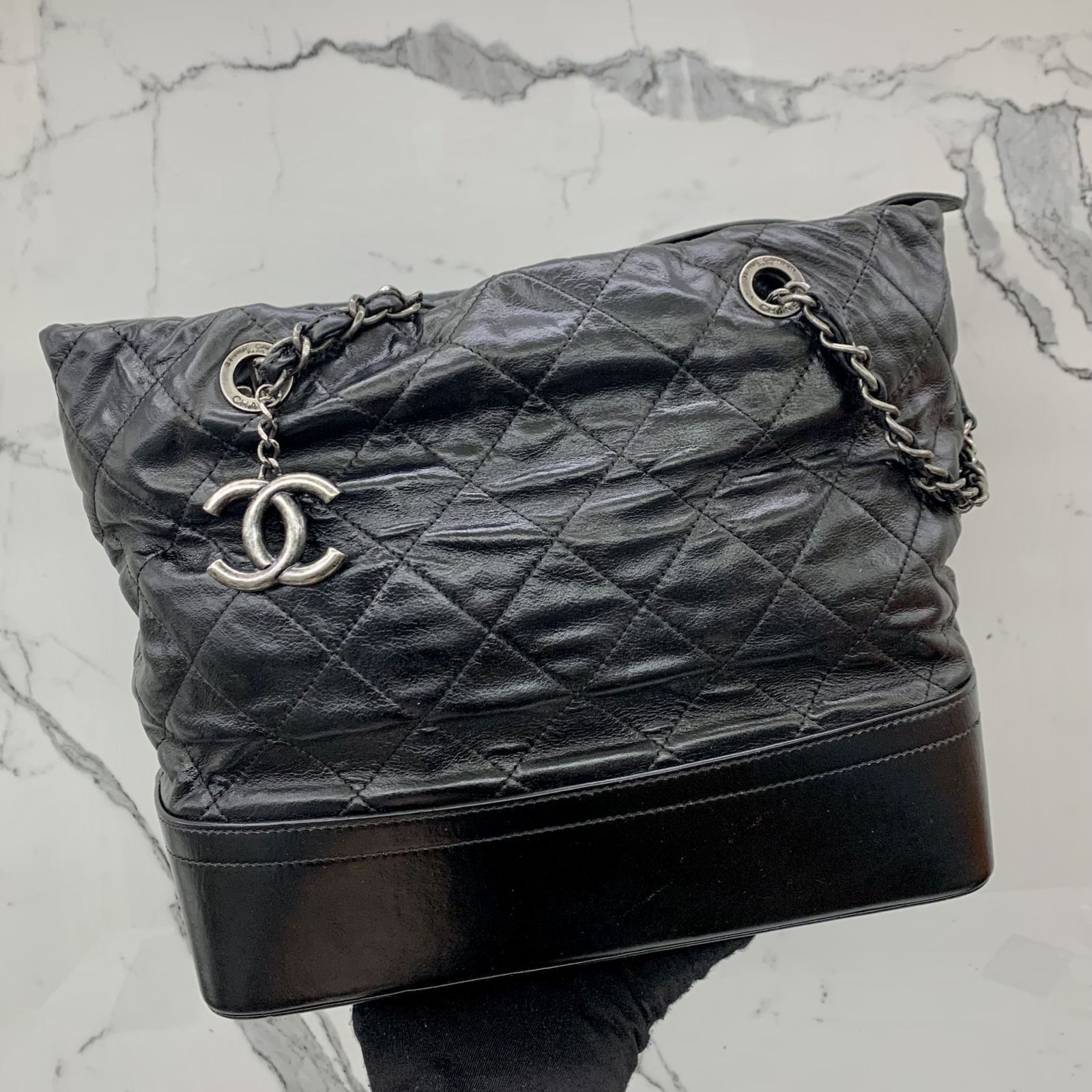 CHANEL BLACK GABRIELLE CHAIN LARGE NO.15 WITH CARD RECOLOURED SHOULDER BAG  237037550 WE, Luxury, Bags & Wallets on Carousell