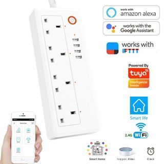 CHEAPEST - Smart Wifi Plug Extension iOS Android App Remote Control Power Socket Strip with 4 AC Plug Outlets