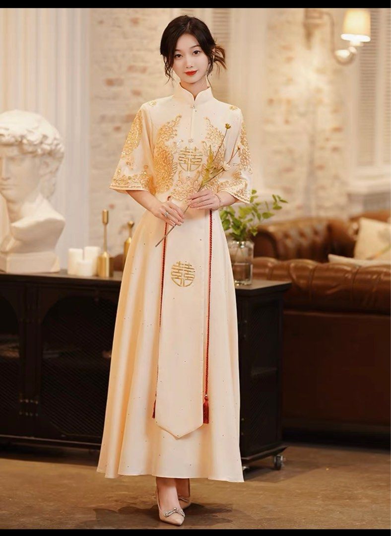 Chinese wedding cheongsam hot sale