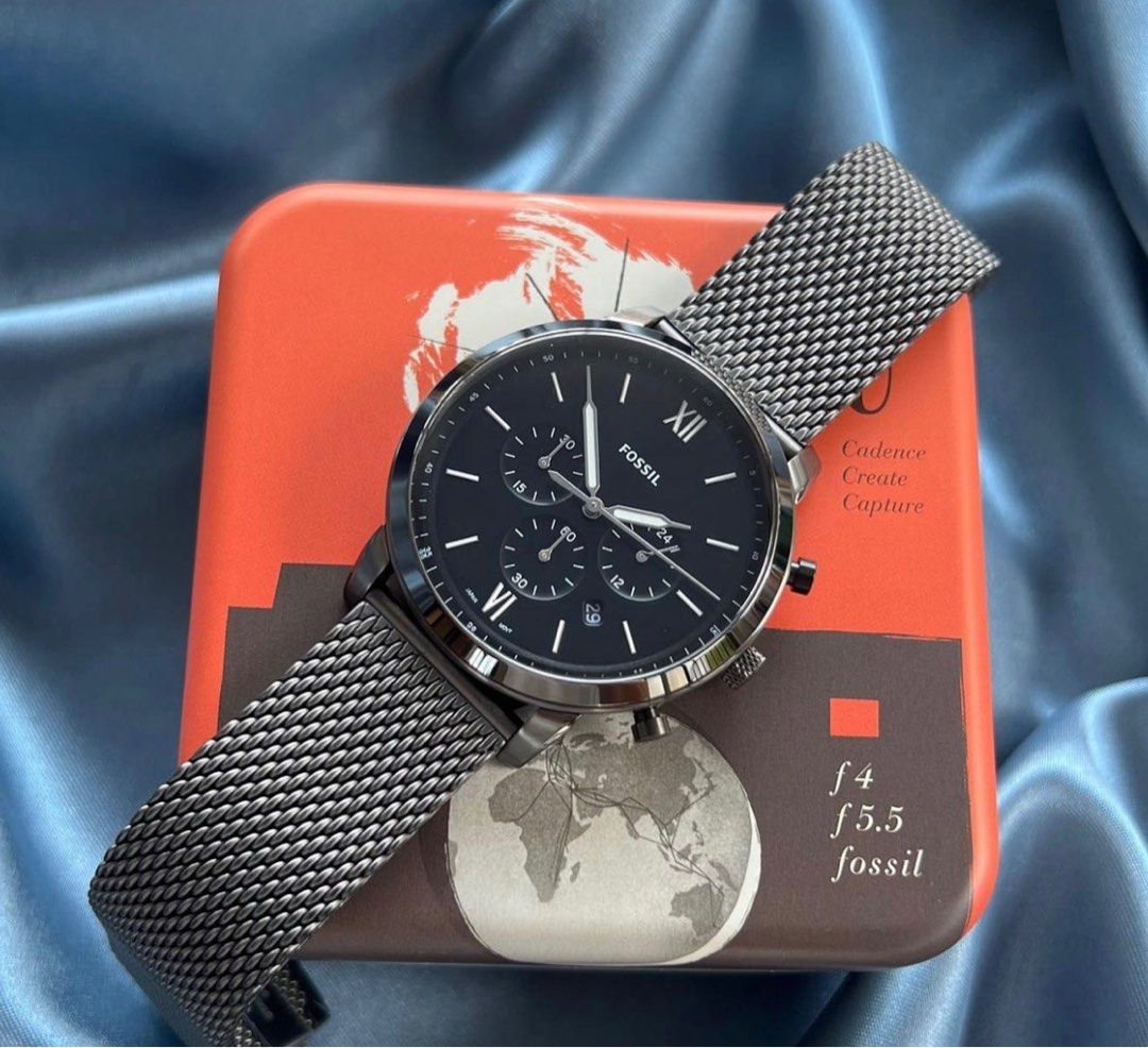 Fossil Mesh Watches & Steel Stainless Fashion, Neutra Chronograph SALE> Carousell Accessories, Smoke Christmas Men\'s on FS5699, (44mm) Watch Watches