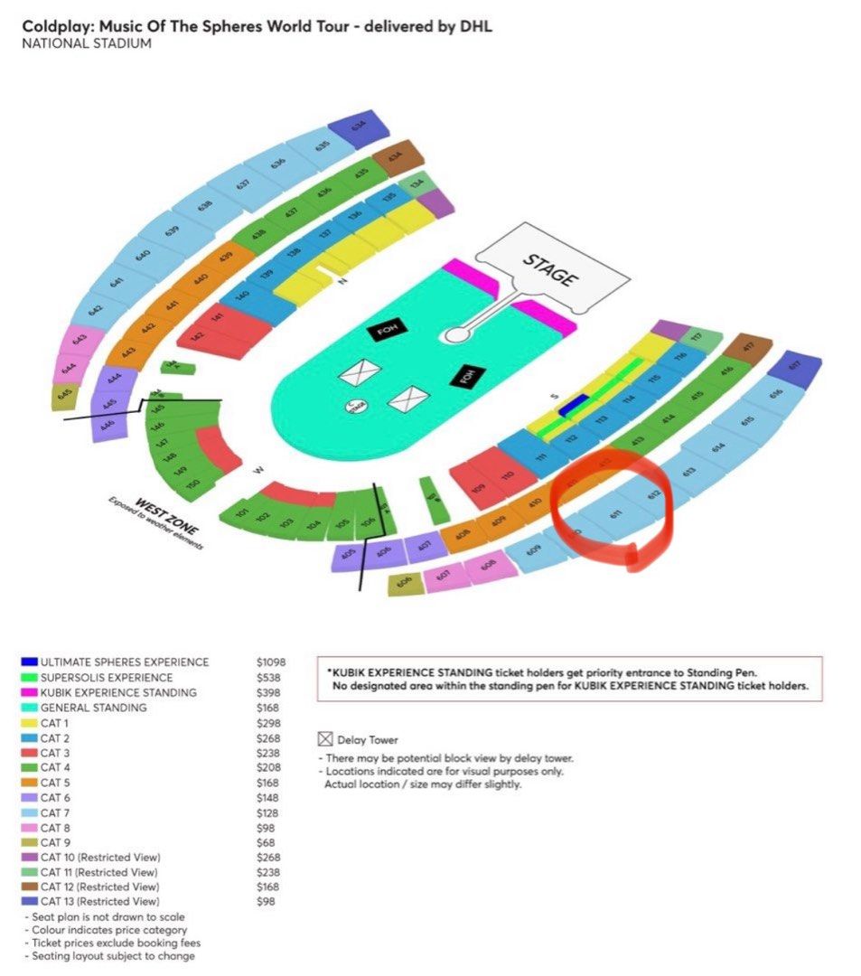 Coldplay Concert Tickets , 31 January 2024 (LAST DAY) CAT 7 x2, Tickets