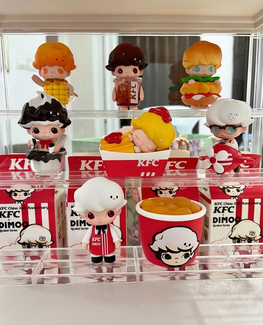 Complete Dimoo KFC set with secret in display case, Hobbies & Toys ...