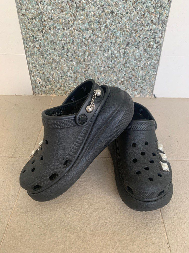 Crocs Black Classic Crush Punk Clog Genuine Like New Size 35