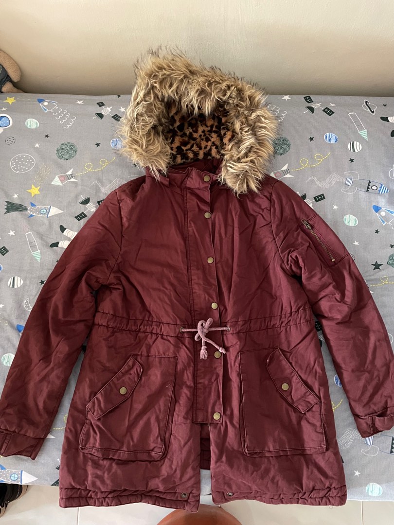 Dark Red Winter Coat Female