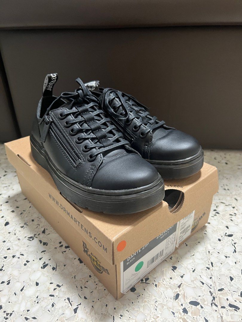 Dr martens dante top zip white leather shoes