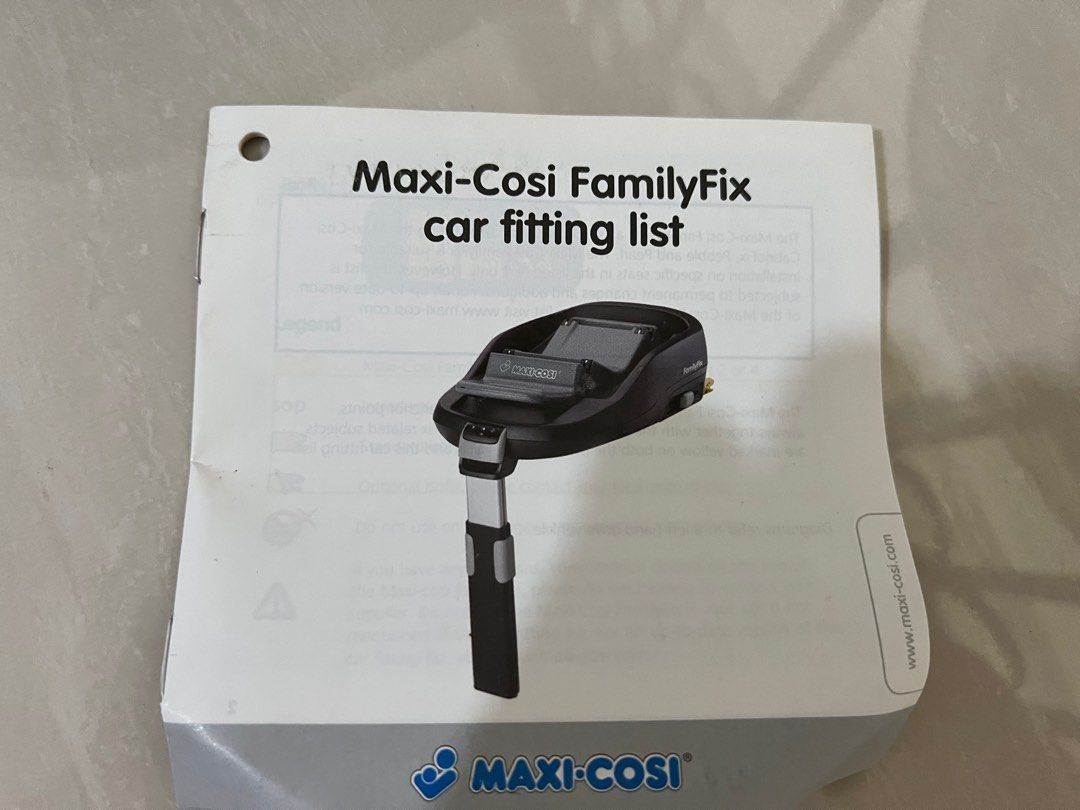 Maxi cosi familyfix hotsell car fitting list